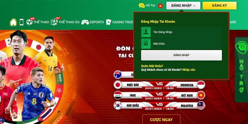 Đăng nhập trên website